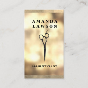 Scissors Icon   Gold Boke Business Card