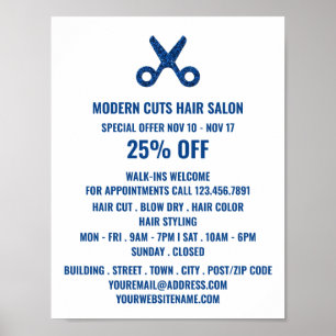 Scissors Logo, Hair Stylist, Hair Salon Advert Poster