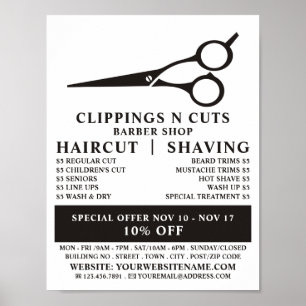 Scissors Logo, Men's Barbers Advertising Poster