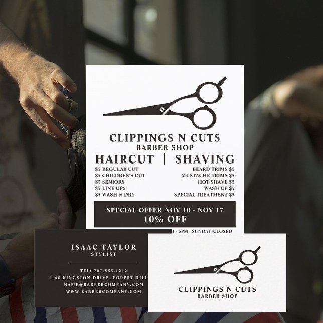 Scissors Logo, Men's Barbers Business Card (Creator Uploaded)