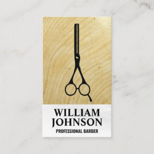 Scissors Logo   Wood Grain Business Card