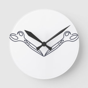 Scissors Outline Round Clock