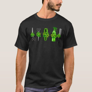 Scissors Razor Comb Shamrock Hairstylist Irish T T-Shirt