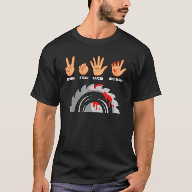 Scissors Stone Paper Circular Saw Lumberjack Tree  T-Shirt (Front)
