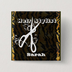 Scissors Swirls Hair Stylist Beaty Salons 15 Cm Square Badge