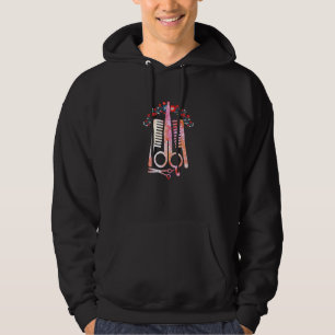 Scissors Tools of the Trace Barber Floral Hairstyl Hoodie