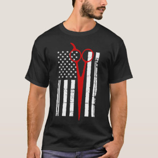 Scissors With American Flag T-Shirt