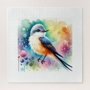 Scissortailed Flycatcher 010924AREF121 - Watercolo Jigsaw Puzzle