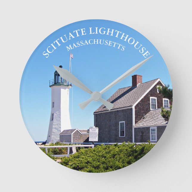 Scituate Lighthouse Massachusetts Wall Clock (Front)