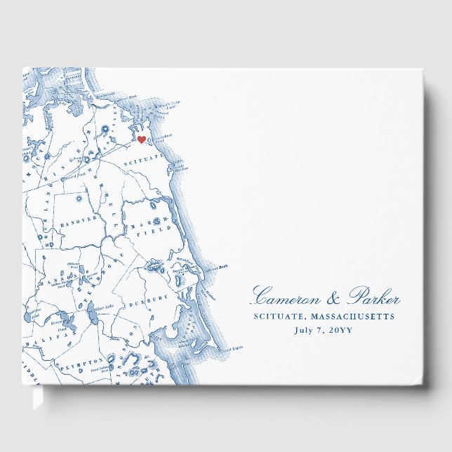 Scituate Massachusetts Map Elegant Wedding Guest Book (Front)
