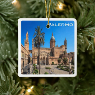 SCL030 PALERMO, Panorama, Sicily, Italy, Ceramic Ornament