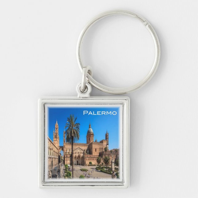 SCL030 PALERMO, Panorama, Sicily,  Italy, Key Ring (Front)