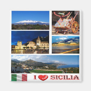 SCL053 SICILY I Love, Mosaic, Italy, Fridge Magnet