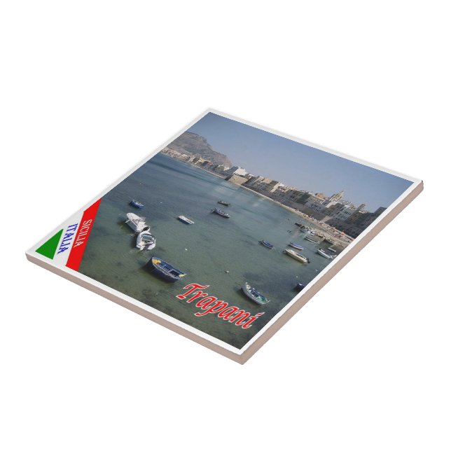 SCL056 TRAPANI, Panorama, Sicily  Italy, Ceramic Tile (Side)