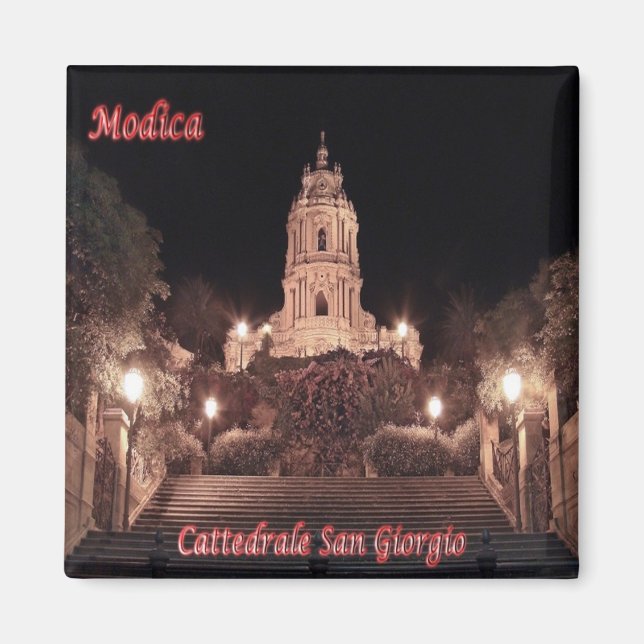 SCL077 MODICA, Saint George Cathedral, Fridge Magnet (Front)