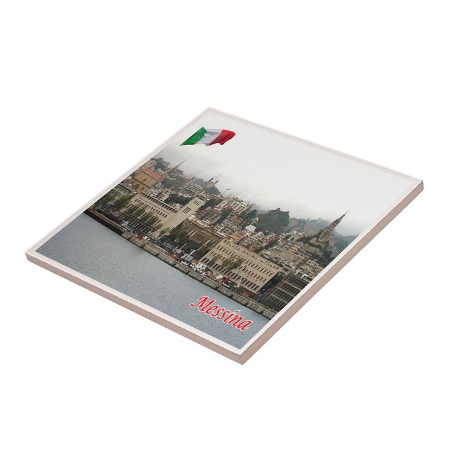 SCL078 MESSINA Cityscape, Sicily, Italy, Ceramic Tile (Side)