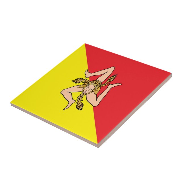 SCL082 SICILIAN FLAG, Sicily, Italy, Ceramic Tile (Side)