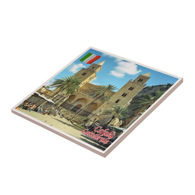 SCL085 CEFALU' Cathedral, Sicily, Italy, Ceramic Tile (Side)
