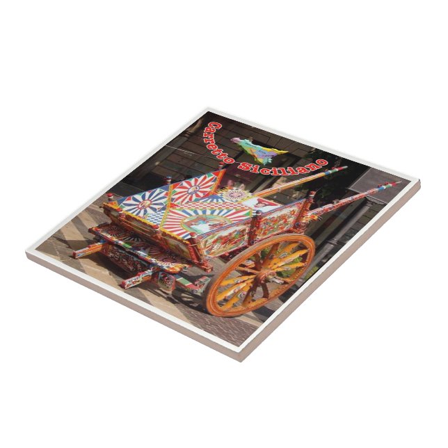 SCL095 TYPICAL SICILIAN CART, Sicily, Ceramic Tile (Side)