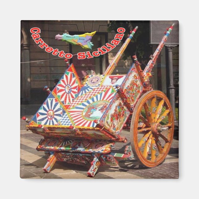 SCL095 TYPICAL SICILIAN CART, Sicily, Fridge Magnet (Front)