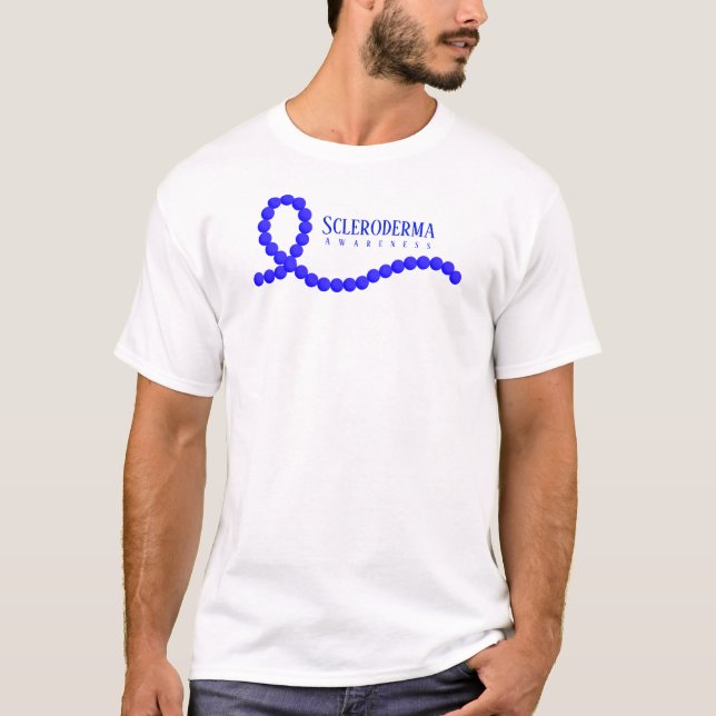 Scleroderma Awareness Blue Ribbon Beads T-Shirt (Front)
