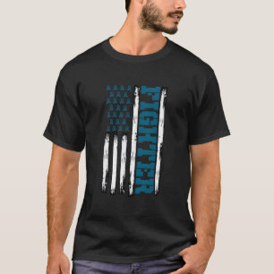 Scleroderma Awareness Fighter America Flag Teal Ri T-Shirt
