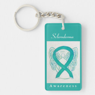Scleroderma Awareness Ribbon Angel Keychain