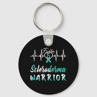 Scleroderma Awareness Warrior Heartbeat Fight Teal Key Ring