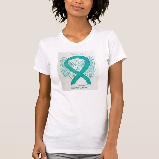 Scleroderma Teal Awareness Ribbon Angel Shirt (Front)