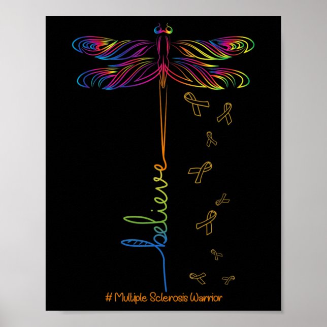 Sclerosis Awareness Dragonfly Ribon  Poster (Front)