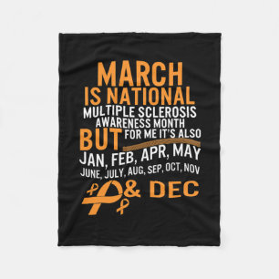 Sclerosis Awareness Month Ms Orange Ribbon Brain Fleece Blanket