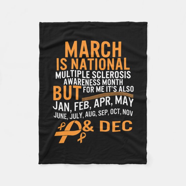 Sclerosis Awareness Month Ms Orange Ribbon Brain  Fleece Blanket (Front)