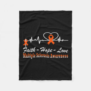 Sclerosis Awareness Ms Faith Hope Heartbeat Fleece Blanket
