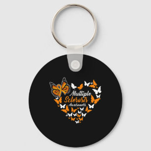 Sclerosis Awareness Ms Orange Ribbon Butterfly  Key Ring