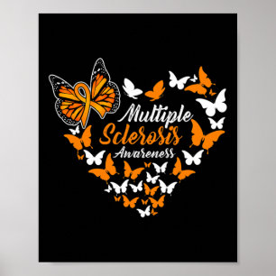 Sclerosis Awareness Ms Orange Ribbon Butterfly  Poster