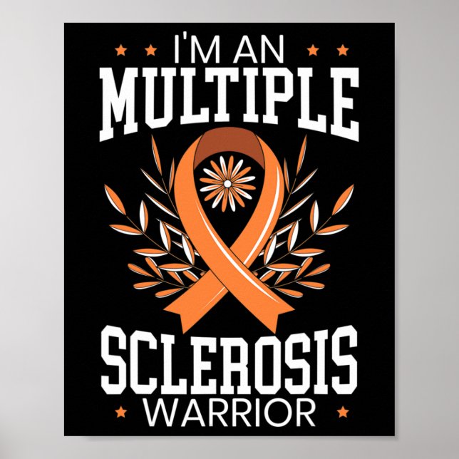 Sclerosis Awareness Orange Ribbon  Poster (Front)