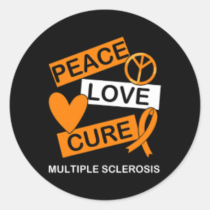 Sclerosis Awareness Peace Love Cure Ms Awareness  Classic Round Sticker