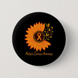Sclerosis Awareness Ribbon Flower Ms Butterfly  6 Cm Round Badge