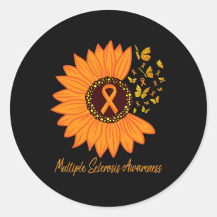 Sclerosis Awareness Ribbon Flower Ms Butterfly  Classic Round Sticker