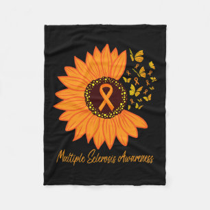 Sclerosis Awareness Ribbon Flower Ms Butterfly Fleece Blanket