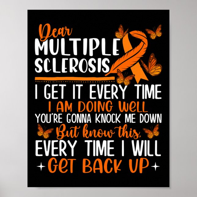 Sclerosis Butterfly Ribbon World Ms Day  Poster (Front)