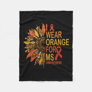 Sclerosis I Wear Orange For Ms Awareness Sunflower Fleece Blanket