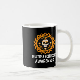 Sclerosis Ms Orange Ribbon Skull Coffee Mug