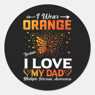 Sclerosis Ms Warrior I Wear Orange Dad Classic Round Sticker