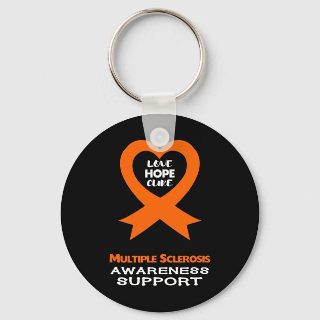 Sclerosis Orange Awareness Ribbon  Key Ring (Front)