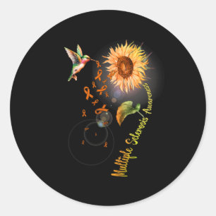 Sclerosis Sunflower Hummingbird Classic Round Sticker