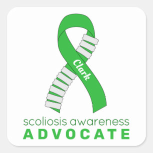 Scoliosis Advocate White Square Sticker