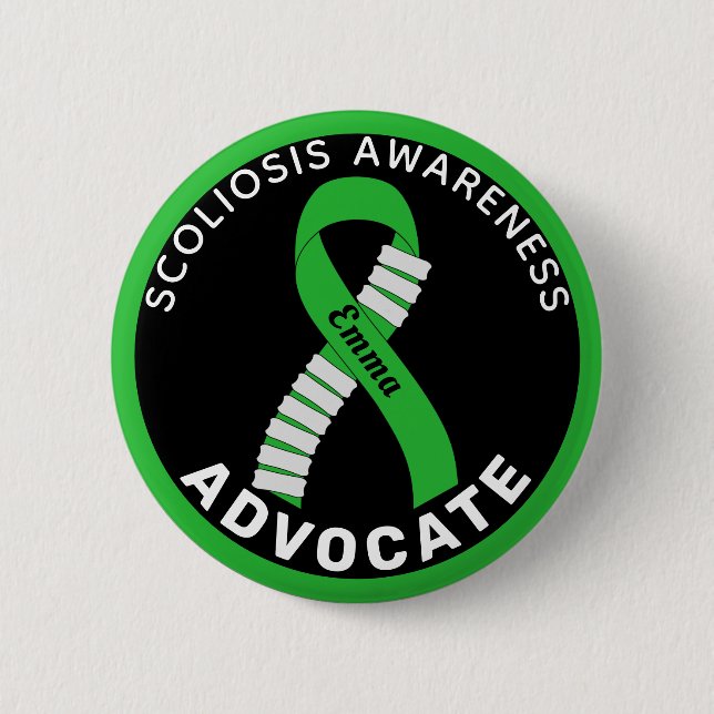 Scoliosis Awareness Advocate Ribbon Black Button (Front)