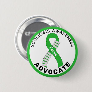Scoliosis Awareness Advocate Ribbon White Button
