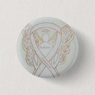 Scoliosis Awareness Angel White Ribbon Art Pin